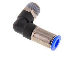 Racor de 12mm y R1/2'' Codo macho autoblocante Latón/PBT 0-10bar (0-145psi)