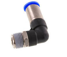 Racor de 12mm y R1/2'' Codo macho autoblocante Latón/PBT 0-10bar (0-145psi)