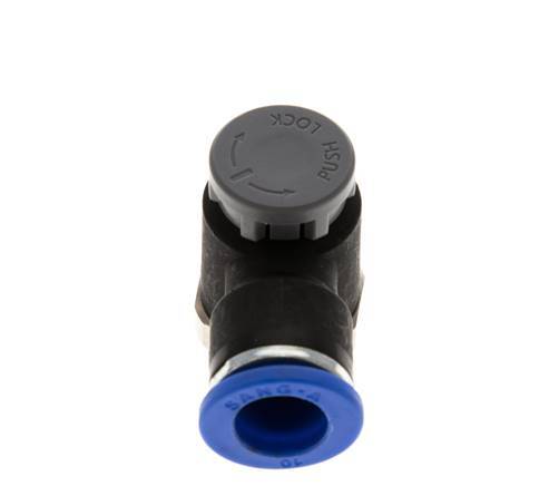 Válvula de control de flujo Codo de salida del medidor 10 mm - R3/8'' Latón/PA 66 Tuerca de seguridad