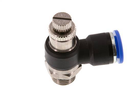 Silenciador de control de flujo Codo de salida de contador 10 mm - G1/4'' Latón/PA 66