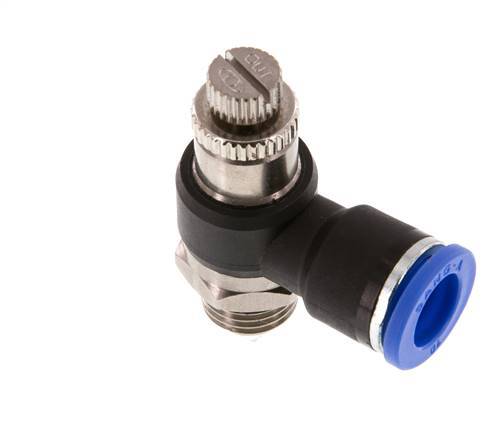 Silenciador de control de flujo Codo de salida de contador 10 mm - G1/4'' Latón/PA 66