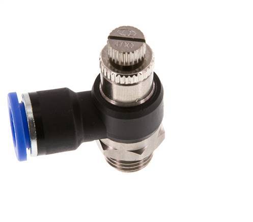 Silenciador de control de flujo Codo de salida de contador 10 mm - G1/4'' Latón/PA 66