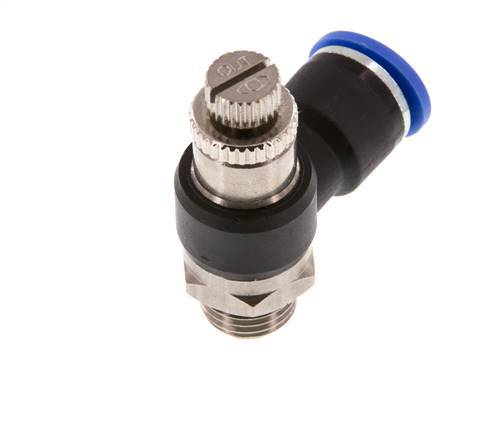 Silenciador de control de flujo Codo de salida de contador 10 mm - G1/4'' Latón/PA 66