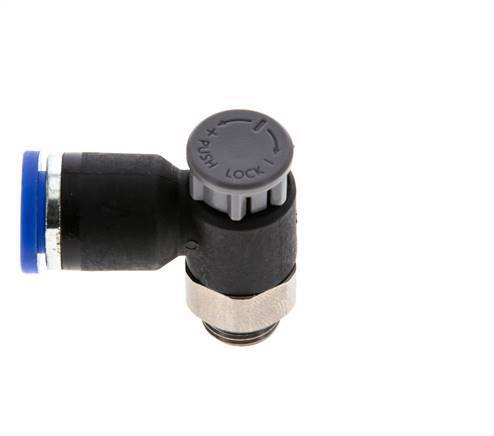 Válvula reguladora de caudal Codo de salida de contador 8 mm - G1/8'' Latón/PA 66 Tuerca de seguridad
