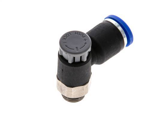Válvula reguladora de caudal Codo de salida de contador 8 mm - G1/8'' Latón/PA 66 Tuerca de seguridad