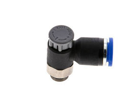 Válvula reguladora de caudal Codo de salida de contador 8 mm - G1/8'' Latón/PA 66 Tuerca de seguridad
