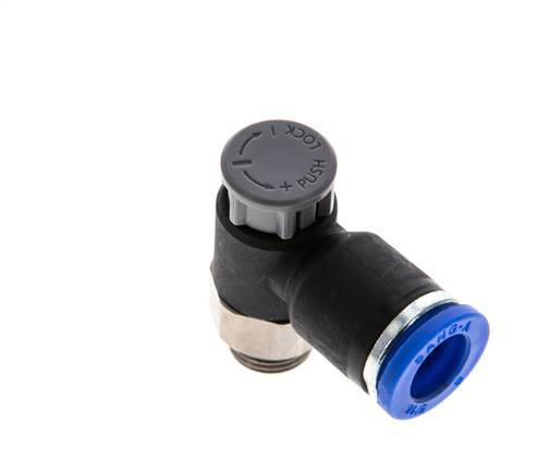 Válvula reguladora de caudal Codo de salida de contador 8 mm - G1/8'' Latón/PA 66 Tuerca de seguridad