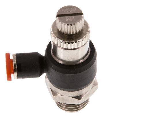 Silenciador de control de flujo Codo de entrada al medidor 4 mm - G1/4'' Latón/PA 66