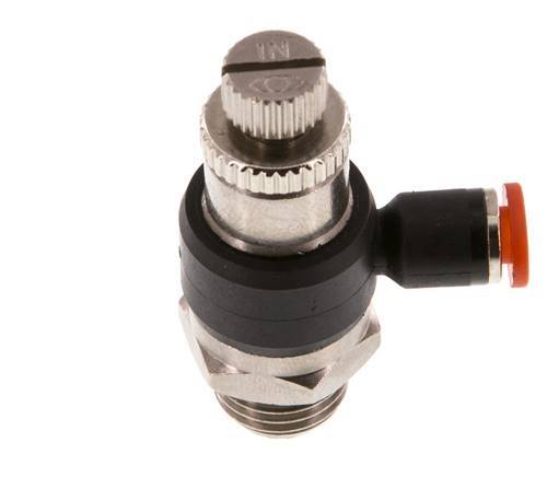 Silenciador de control de flujo Codo de entrada al medidor 4 mm - G1/4'' Latón/PA 66