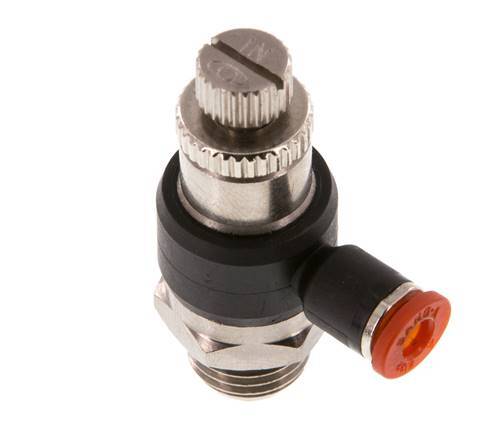 Silenciador de control de flujo Codo de entrada al medidor 4 mm - G1/4'' Latón/PA 66