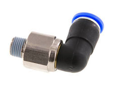Codo de 8 mm y R1/8'' Junta giratoria con rosca macho latón niquelado/PBT NBR giratorio