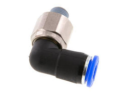 Codo de 8 mm y R1/8'' Junta giratoria con rosca macho latón niquelado/PBT NBR giratorio