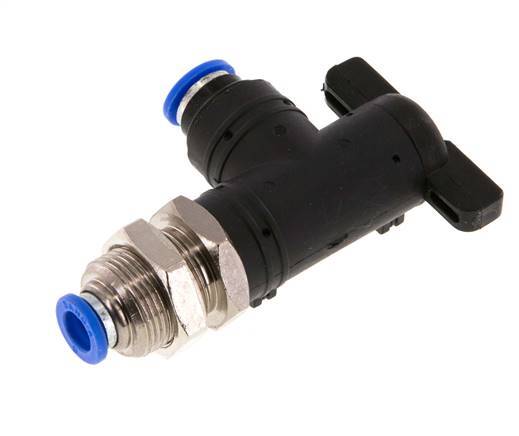 Válvula de bola de 2 vías con codo 6 mm de plástico/latón
