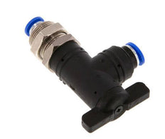 Válvula de bola de 2 vías con codo 6 mm de plástico/latón