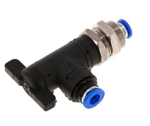 Válvula de bola de 2 vías con codo 6 mm de plástico/latón