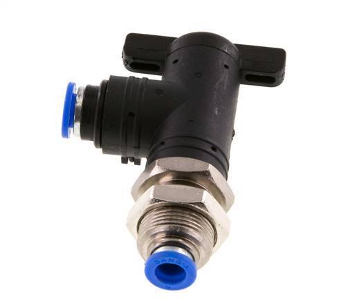 Válvula de bola de 2 vías con codo 6 mm de plástico/latón