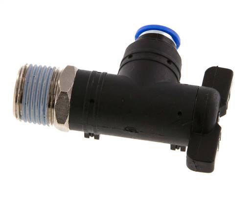 Válvula de bola de codo de 2 vías 6 mm - R3/8'' Plástico/Latón