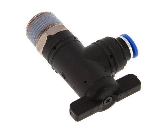 Válvula de bola de codo de 2 vías 6 mm - R3/8'' Plástico/Latón