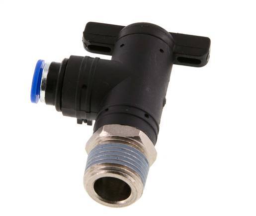 Válvula de bola de codo de 2 vías 6 mm - R3/8'' Plástico/Latón