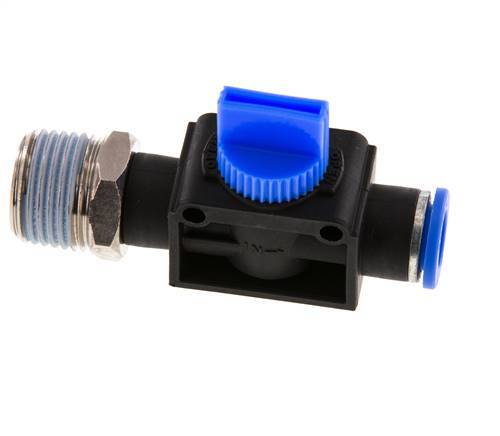 Válvula manual de cierre de 3/2 vías 10 mm - R1/2'' Plástico/Latón Ventilación del lado del tubo