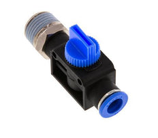 Válvula manual de cierre de 3/2 vías 10 mm - R1/2'' Plástico/Latón Ventilación del lado del tubo