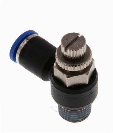 Silenciador de control de flujo Codo de salida de contador 8 mm - R1/4'' Latón/PA 66