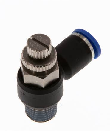 Silenciador de control de flujo Codo de salida de contador 8 mm - R1/4'' Latón/PA 66