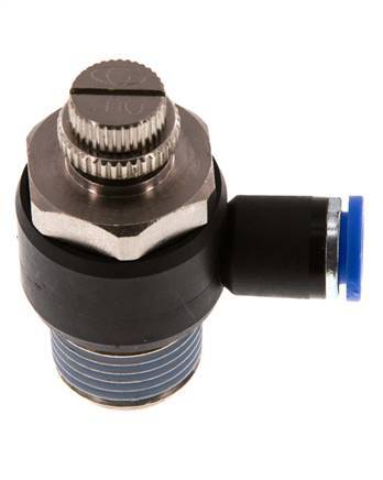 Silenciador de control de flujo Codo de salida de contador 8 mm - R1/2'' Latón/PA 66