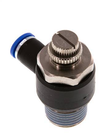 Silenciador de control de flujo Codo de salida de contador 8 mm - R1/2'' Latón/PA 66