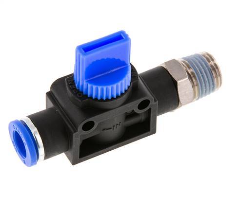 Válvula manual de cierre de 3/2 vías de 8 mm - R1/4'' de plástico/latón Válvula lateral del tubo