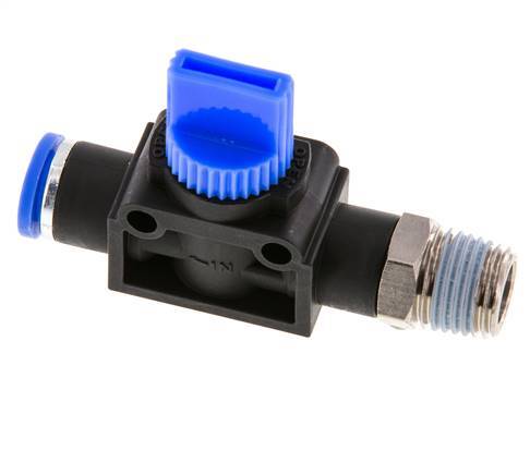 Válvula manual de cierre de 3/2 vías de 8 mm - R1/4'' de plástico/latón Válvula lateral del tubo
