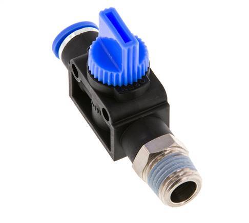 Válvula manual de cierre de 3/2 vías de 8 mm - R1/4'' de plástico/latón Válvula lateral del tubo