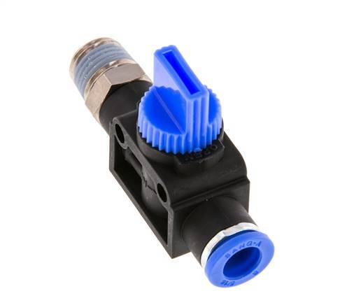 Válvula manual de cierre de 3/2 vías de 8 mm - R1/4'' de plástico/latón Válvula lateral del tubo