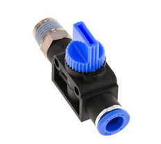 Válvula manual de cierre de 3/2 vías de 8 mm - R1/4'' de plástico/latón Válvula lateral del tubo