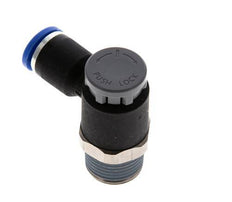 Válvula de control de flujo Codo de salida del medidor 8 mm - R3/8'' Latón/PA 66 Tuerca de seguridad