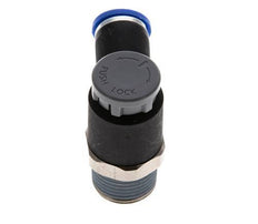Válvula de control de flujo Codo de salida del medidor 8 mm - R3/8'' Latón/PA 66 Tuerca de seguridad