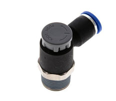 Válvula de control de flujo Codo de salida del medidor 8 mm - R3/8'' Latón/PA 66 Tuerca de seguridad
