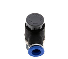 Válvula de control de flujo Codo de salida del medidor 8 mm - R3/8'' Latón/PA 66 Tuerca de seguridad