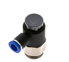 Válvula reguladora de caudal Codo de salida de contador 8 mm - G1/2'' Latón/PA 66 Tuerca de seguridad
