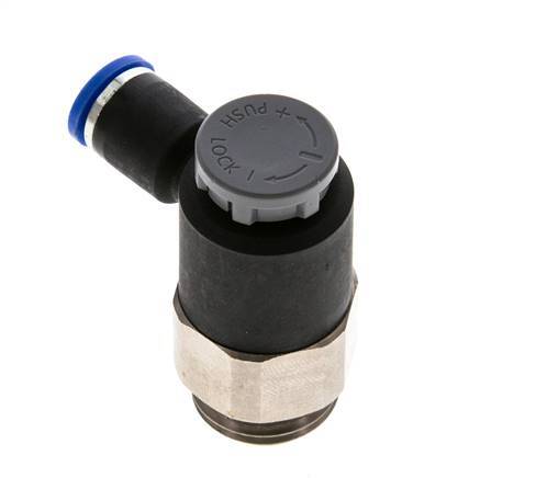 Válvula reguladora de caudal Codo de salida de contador 8 mm - G1/2'' Latón/PA 66 Tuerca de seguridad