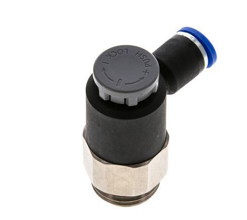 Válvula reguladora de caudal Codo de salida de contador 8 mm - G1/2'' Latón/PA 66 Tuerca de seguridad