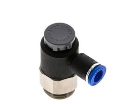 Válvula reguladora de caudal Codo de salida de contador 8 mm - G1/2'' Latón/PA 66 Tuerca de seguridad