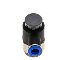 Válvula reguladora de caudal Codo de salida de contador 8 mm - G1/2'' Latón/PA 66 Tuerca de seguridad