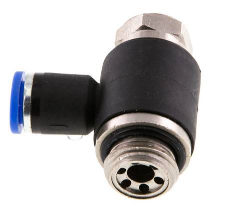 Codo de salida del silenciador de control de flujo 8 mm - G3/8'' Latón/PA 66 Tornillo ranurado
