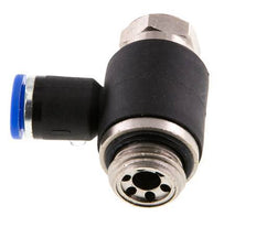 Codo de salida del silenciador de control de flujo 8 mm - G3/8'' Latón/PA 66 Tornillo ranurado