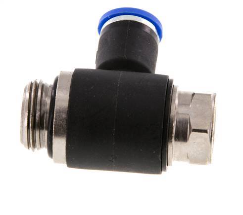 Codo de salida del silenciador de control de flujo 8 mm - G3/8'' Latón/PA 66 Tornillo ranurado