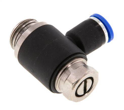 Codo de salida del silenciador de control de flujo 8 mm - G3/8'' Latón/PA 66 Tornillo ranurado