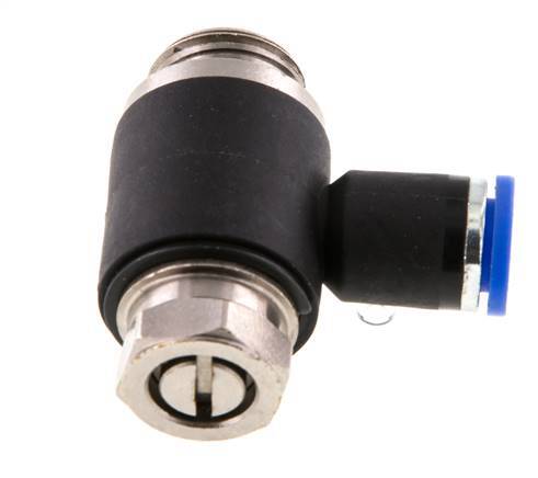 Codo de salida del silenciador de control de flujo 8 mm - G3/8'' Latón/PA 66 Tornillo ranurado