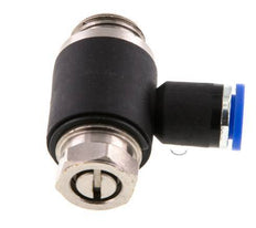 Codo de salida del silenciador de control de flujo 8 mm - G3/8'' Latón/PA 66 Tornillo ranurado
