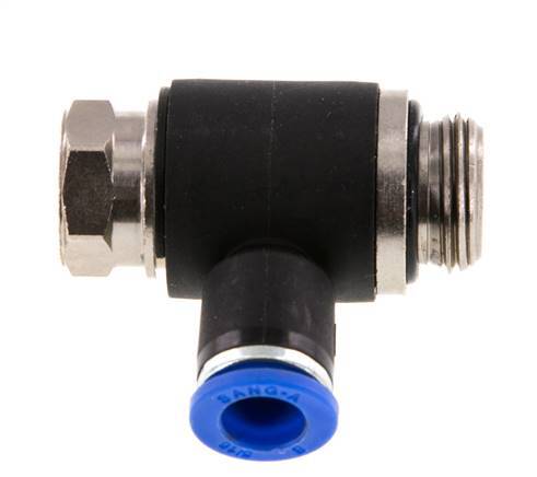 Codo de salida del silenciador de control de flujo 8 mm - G3/8'' Latón/PA 66 Tornillo ranurado